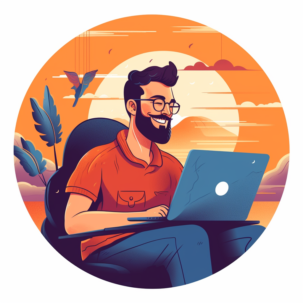 **a remote worker on his computer. Professionnal but smiling --repeat 10 --v 5.1** - Image #1