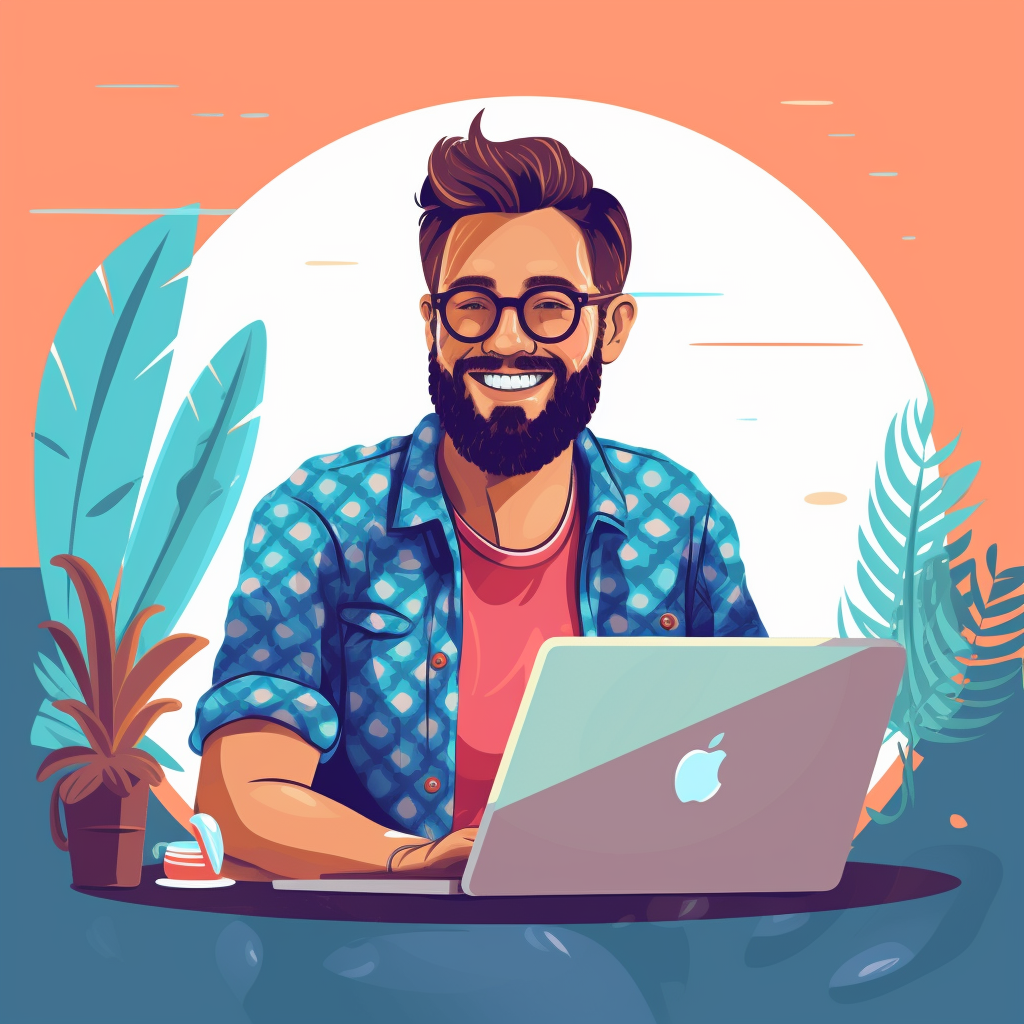 **a remote worker on his computer. Professionnal but smiling --repeat 10 --v 5.1** - Image #3
