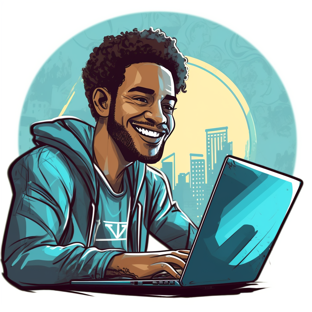 **a remote worker on his computer. Professionnal but smiling --repeat 10 --v 5.1** - Image #1