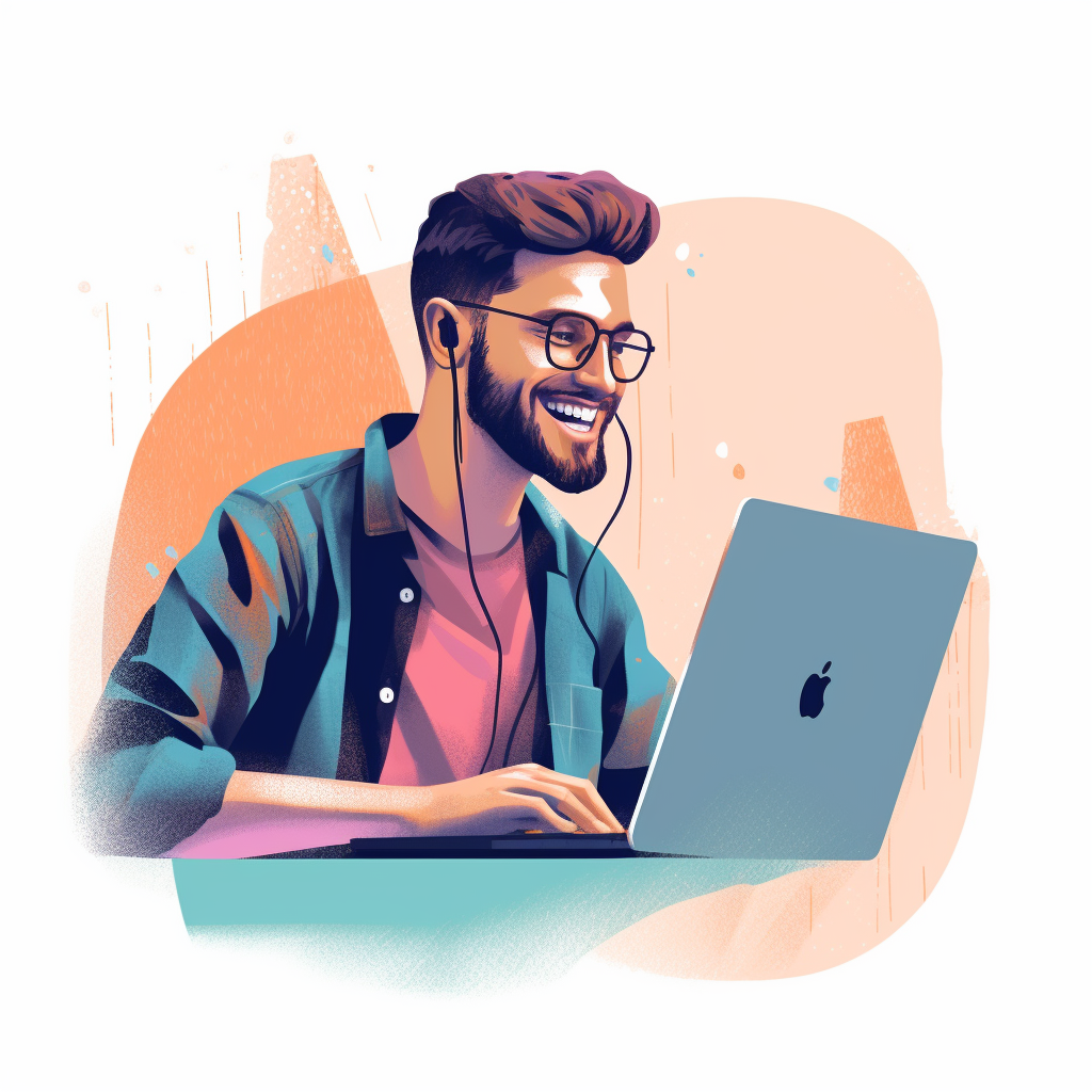**a remote worker on his computer. Professionnal but smiling --repeat 10 --v 5.1** - Image #3